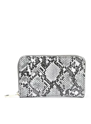 Snakeskin Print Zip-Around Wallet Grey 