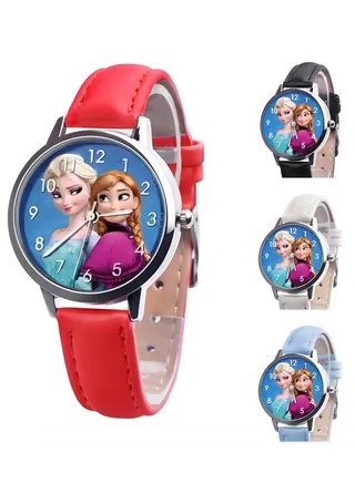 4PCS Girls' Leather Analog Wrist Watch 