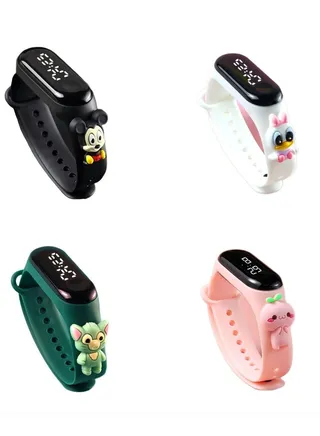Kids' Water Resistant Silicone Digital Watch 4PCS 