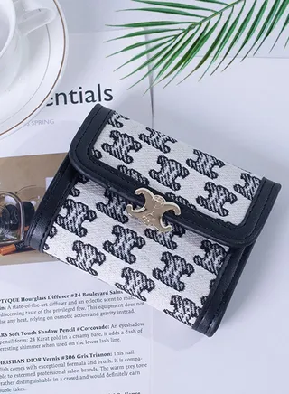 Women's Multi-function Three-fold Short Canvas Wallet 10*7.5*2cm 