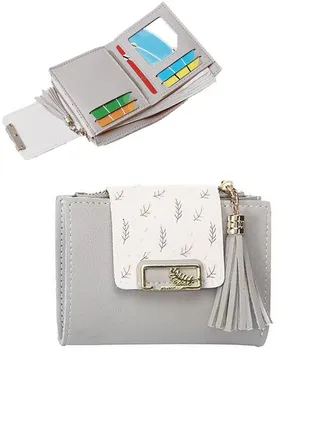 Women's Wallet, RFID Ladies Purses with Leaf Pattern, Women PU Leather Fashion Small Purse Clutch Holder Case, Metal Gold Leaf Clip Ladies Wallet with Multiple Card Slots 
