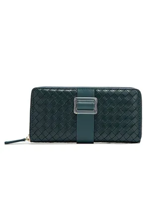 Casual Woven leather Pattern Long Wallet Card Holder Money Bag for Dating and Commute 19.5*10*2.5cm 