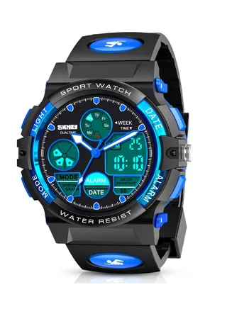 Kids Watch, Unisex Kids Watch for 3-15 Year Old Boys, Digital Sport Outdoor Multifunctional Chronograph LED 50 M Waterproof Alarm Calendar Analog Watch with Luminous for Children, Kids Gift (Blue) 