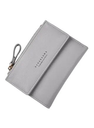 Multifunctional Leather Wallet Grey 