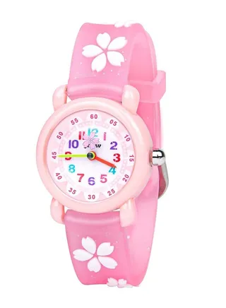 Kids Watches, 3D Cherry Blossom Pattern Quartz Kid Watches, Cartoon Toy Silicone Band Wristwatch, Childrens Watches Gift for Girls Age 3-12 Years Old 