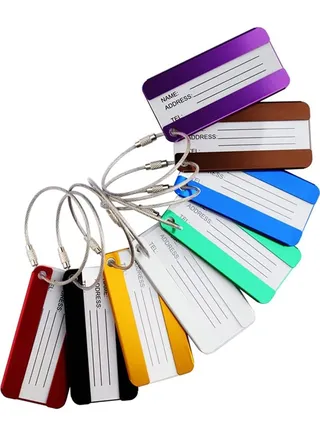 Luggage Tags, Aluminium Alloy Suitcase Tags, Travel Labels Set with Steel Loop and ID for Luggage, Baggage Handbag School Bag Suitcase Instrument Tag Label, Baggage Identifier (8 Pack) 