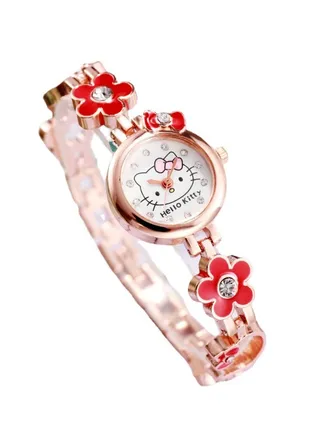 HelloKitty Cat Shape Diamond Fashion Girls Quartz Watch Red 