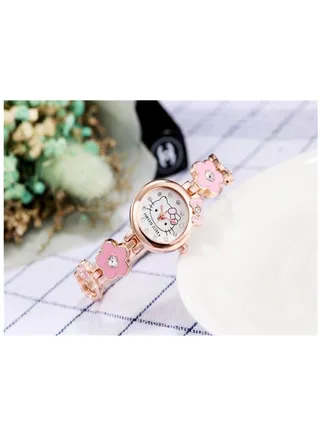 HelloKitty Cat Shape Diamond Fashion Girls Quartz Watch Pink 