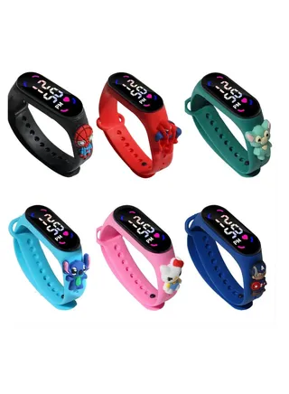 Kids' Water Resistant Silicone Digital Watch 6PCS 