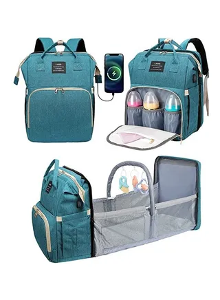 New Style Multifunctional Portable Mommy Bed Backpack With Mosquito Net For Baby (Blue) 