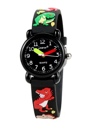 Dinosaur Pattern Watch Kids Watches 3D Cute Cartoon Waterproof Silicone Children Toddler Wrist Watches Time Teacher Gifts for 3-10 Ages Boys Little Child,Black 