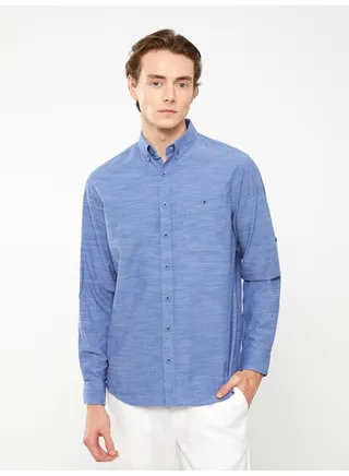 Regular Fit Long Sleeve Poplin Men's Shirt 