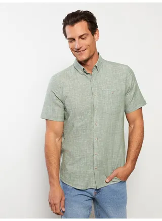 Regular Fit Short Sleeve Linen Men's Shirt 