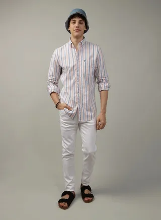 AE Striped Slim Fit Oxford Button-Up Shirt 