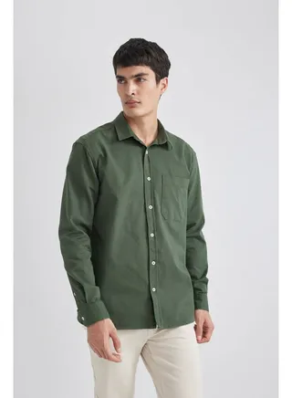 Man Relax Fit Woven Long Sleeve Shirt 