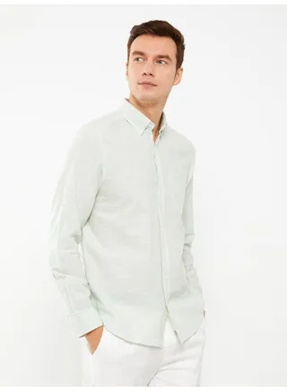 Regular Fit Long Sleeve Linen Men's Shirt 