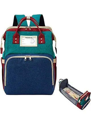 Diaper Bag Backpack with Changing Station, Travel Baby Nappy Bag with USB Charging Large Capacity Diaper Bag Totes with Portable Travel Bassinet Waterproof Mommy Bag for Essentials New Born Boy Girl 