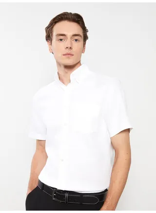 Regular Fit Men's Short Sleeve Dobby Shirt 