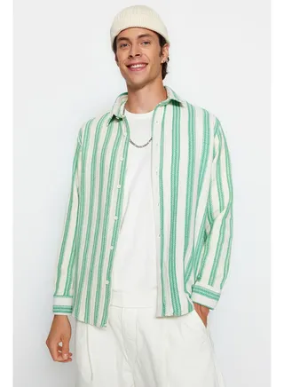 Man Shirt White-Green 