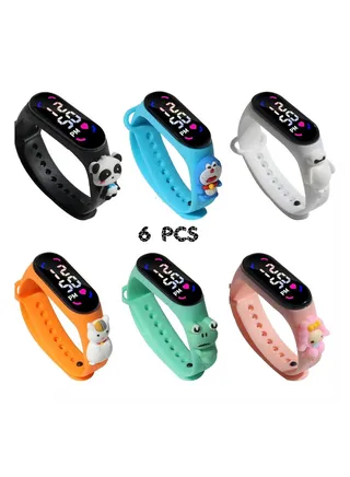 Kids' Water Resistant Silicone Digital Watch 6PCS 