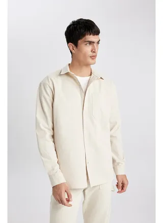 Man Relax Fit Woven Long Sleeve Shirt 