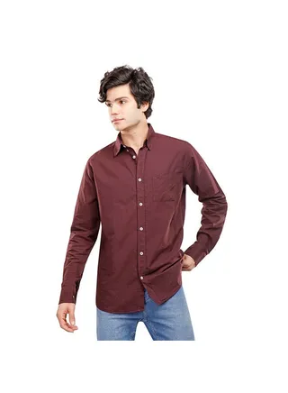 COUP Custom Fit Basic Shirt For Men - Burgundy - M 