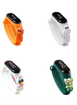 Kids' Water Resistant Silicone Digital Watch 4PCS 