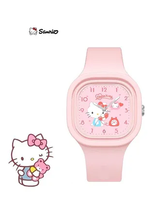 Hellokitty Children's Cartoon Skin Feel Silicone Watch Pink 