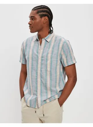 AE Striped Button-Up Resort Shirt 