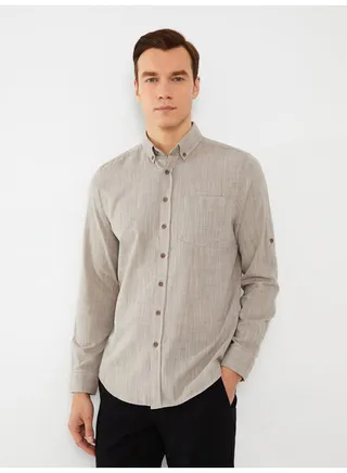 Regular Fit Long Sleeve Poplin Men's Shirt 