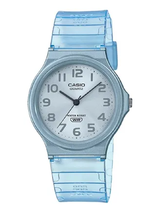 Casio Unisex Watch Classic Casual Analog translucent color Silver Dial Resin Band MQ-24S-2BDF 