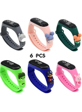 Kids' Water Resistant Silicone Digital Watch 6PCS 
