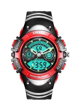kids_unisex Water Resistant Rubber Analog+Digital Watch Smael-58-S-RED 