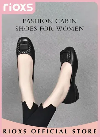Womens Loafer Flats Shoes Supportive And Comfortable Slip-Ons Uniform Formal Shoes With Low Block Heel For Work Business And Casual 