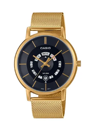 Casio Men Watch - Analog Day and date display Dial Black Dial Stainless Steel Mesh Band MTP-B135B-1AVDF. 