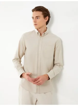 Regular Fit Long Sleeve Oxford Men's Shirt 