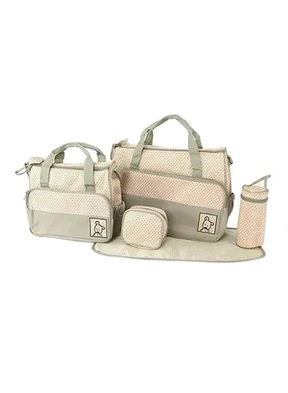 5-in-1 Multi-functional Waterproof Baby Diaper Bag Set With Reliable Zipper 