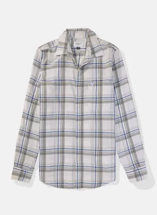 AE Slim Fit Plaid Button-Up Shirt 