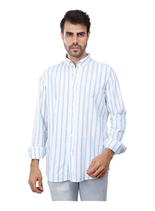 Coup Regular Fit Strip Shirt For Men Color SkyBlue 