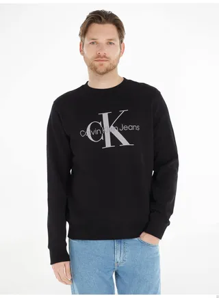 Men's Monogram Sweatshirt, Cotton, Black 