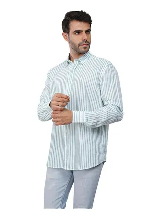 Coup Regular Fit Strip Shirt For Men Color Green 