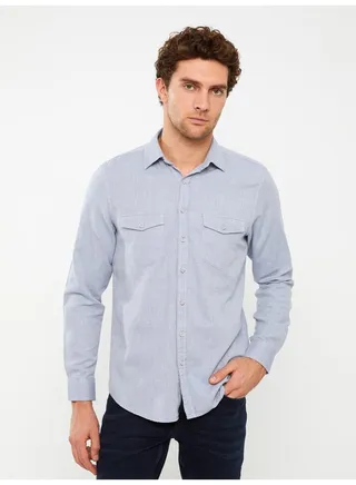 Regular Fit Long Sleeve Gabardine Shirt 