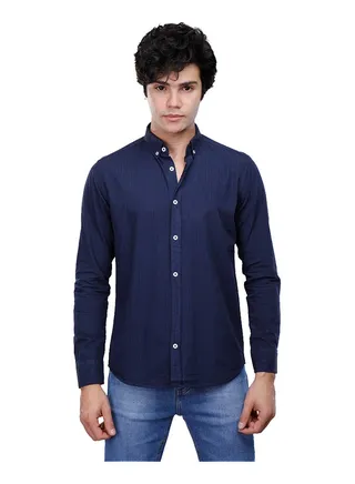 Coup Slim Fit Basic Shirt For Men Color Navy 