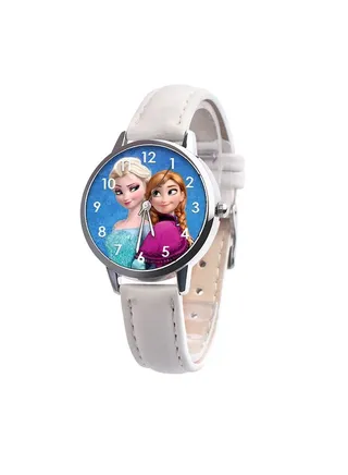 Girls' Leather Analog Wrist Watch Kids' Stainless Steel Time Teacher Analog Quartz Strap Watch Ice and Snow Qiyuan Belt Watch Nice Gift for Your Lover, Child Families and Friends White 