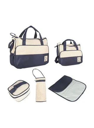 5-In-1 Multi-functional Waterproof Changing Baby Bag Set With Reliable Zipper 