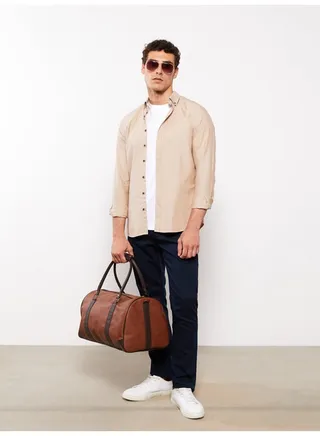 Slim Fit Long Sleeve Oxford Men's Shirt 