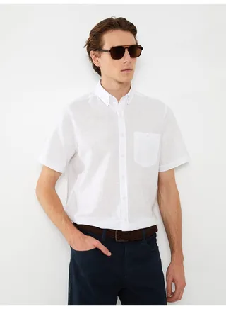 Regular Fit Short Sleeve Linen Men's Shirt 