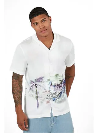Abstract Palm Tree Graphic Shirt 