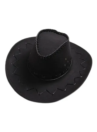Cowboy Style Stitched Hat Black 