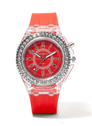 Girls' Round Rubber Analog Wrist Watch G03 - 36 mm - Red 